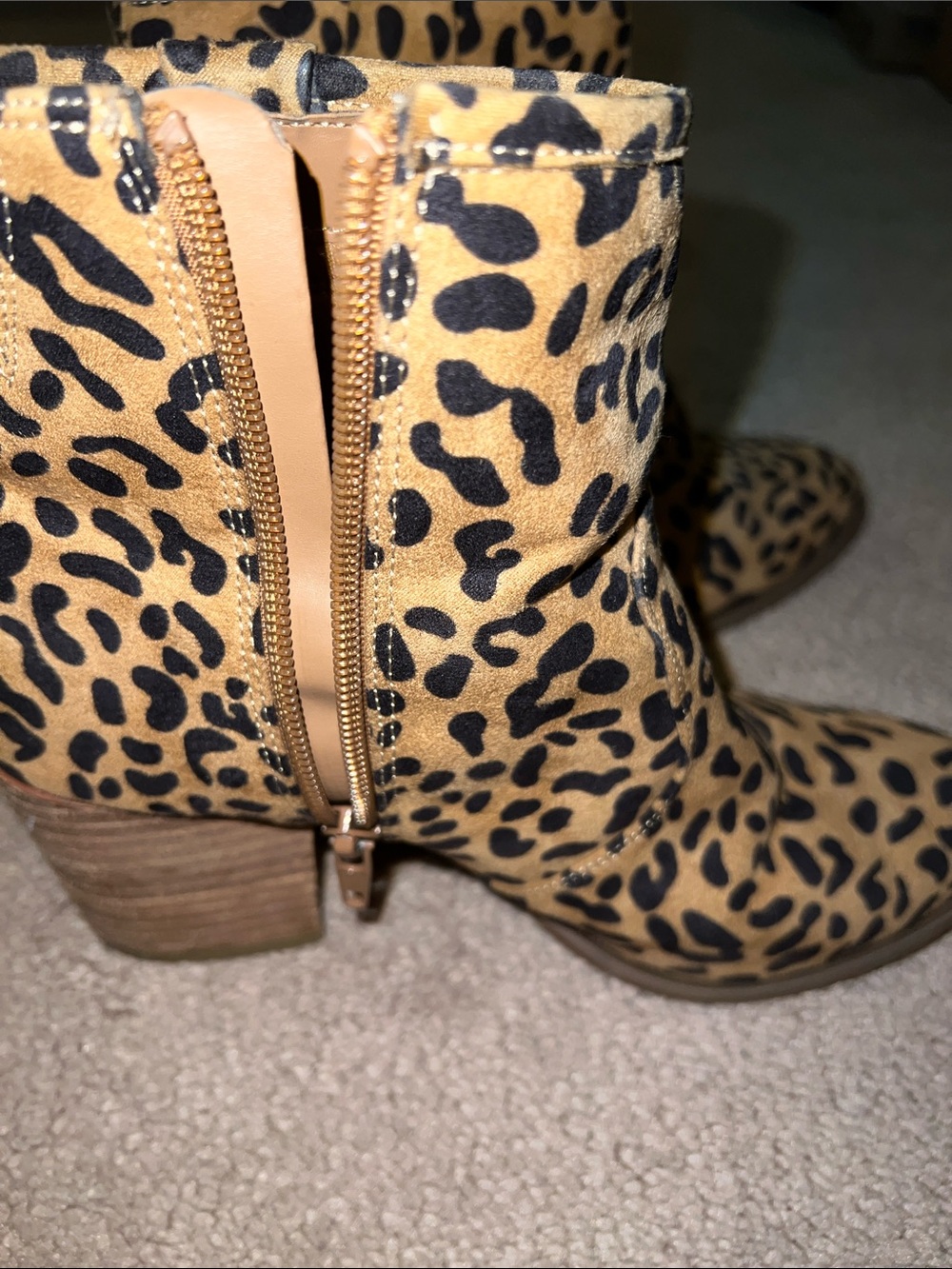 Carlos Santana Leopard Print Ankle Boots - Tan and Black - Picture 5 of 13